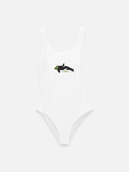 Humorvoller Orca - Frauen Badeanzug - Weiß
