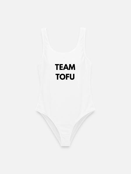 Team Tofu – Vegan Statement - Frauen Badeanzug - Weiß