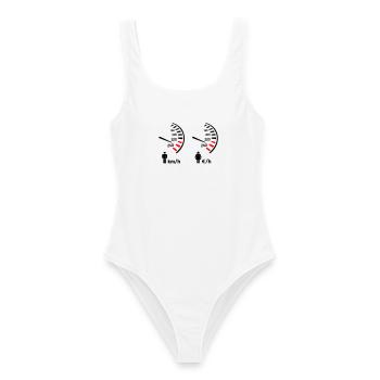 compteur de vitesse km/h et compteur de dépense  - Maillot de bain femme - blanc - Devant - AI Model Female 172 dark (172cm)
