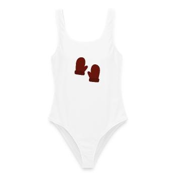 Illustration de mitaines d’hiver confortables - Maillot de bain femme - blanc - Devant - AI Model Female 172 dark (172cm)