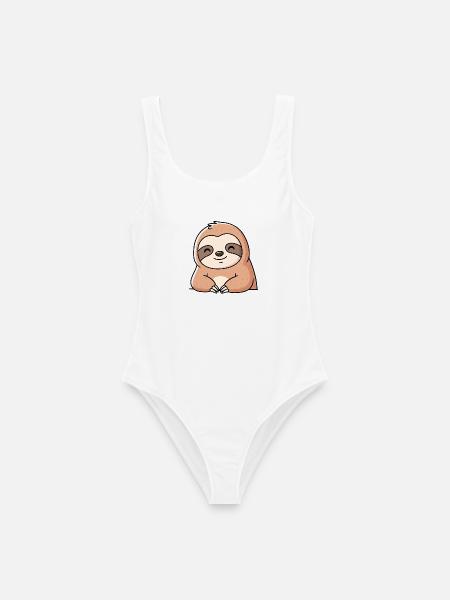 Niedlicher Faultier Cartoon Design - Frauen Badeanzug - Weiß