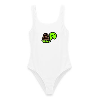 turtle cute smiling happy funny - Women's Swimsuit - white - Front - AI Model Female 172 dark (172cm)