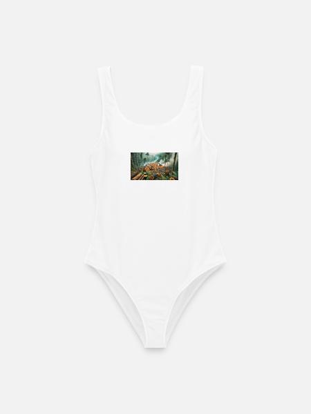 Stop Extinction: Waldschutz Design - Frauen Badeanzug - Weiß