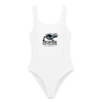 Main résistante tenant une corde effilochée - Maillot de bain femme - blanc - Devant - AI Model Female 172 dark (172cm)