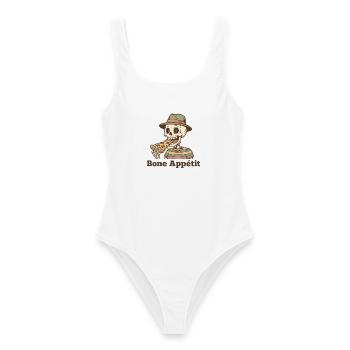 Bone Appétit Skeleton mange de la pizza - Maillot de bain femme - blanc - Devant - AI Model Female 172 dark (172cm)