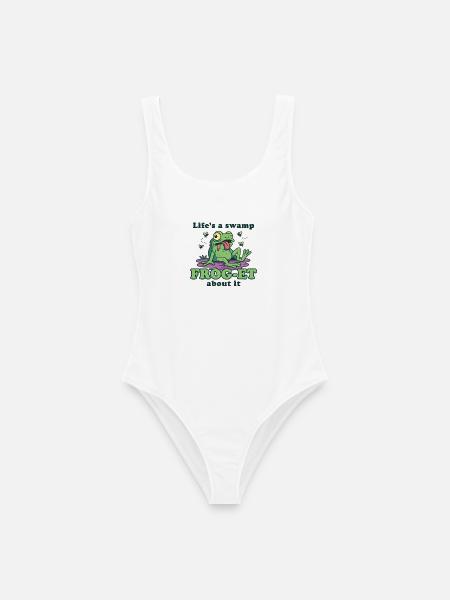 Sumpffrosch-Meme: Frosch-ET Es - Frauen Badeanzug - Weiß