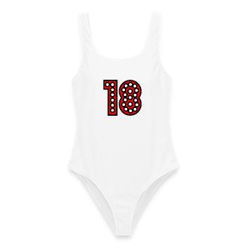 18. 18 ANS. 18e ANNIVERSAIRE. ANNIVERSAIRE 18 ANS. - Maillot de bain femme - blanc - Devant - AI Model Female 172 dark (172cm)
