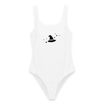 Illustration de chapeau de sorcière pour une sorcière pour Halloween - Maillot de bain femme - blanc - Devant - AI Model Female 172 dark (172cm)