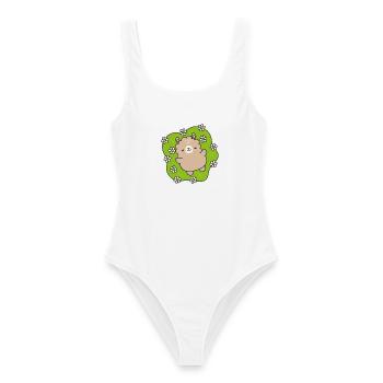 Ourson Joyeux au Jardin Fleuri - Maillot de bain femme - blanc - Devant - AI Model Female 172 dark (172cm)