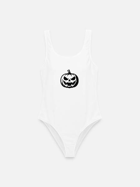 Grimmiger Halloween Kürbis - Frauen Badeanzug - Weiß