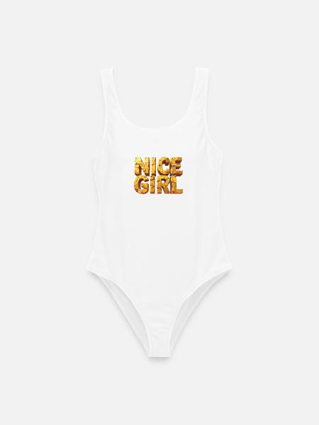 Nice Girl – Monumentale Buchstaben am Himmel - Frauen Badeanzug - Weiß