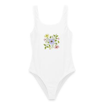 Blumen - Frauen Badeanzug - Weiß - Vorne - AI Model Female 172 dark (172cm)