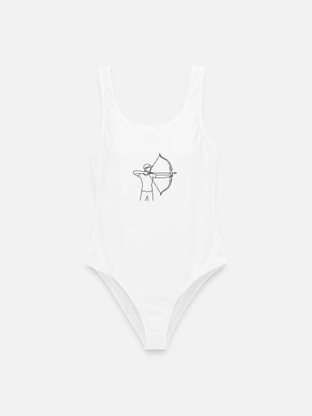 Bogenschütze Skizze – minimalistisches Sport Motiv - Frauen Badeanzug - Weiß