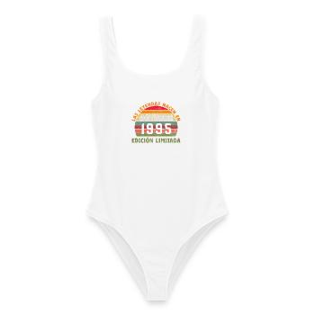 Octobre 1995 Vinatge Retro Cadeau d’anniversaire - Maillot de bain femme - blanc - Devant - AI Model Female 172 dark (172cm)