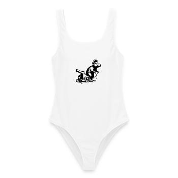 Kaiserratte auf Kanonenwagen | Königsratte - Maillot de bain femme - blanc - Devant - AI Model Female 172 dark (172cm)