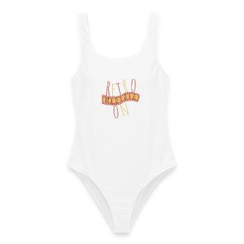 Ambiance rétro – Style vintage - Maillot de bain femme - blanc - Devant - AI Model Female 172 dark (172cm)
