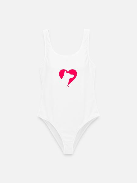 German dog Heart Pink - Frauen Badeanzug - Weiß