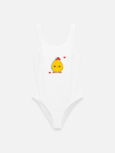 Weihnachtsküken Weihnachten Herz - Frauen Badeanzug - Weiß