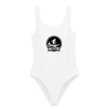 Insigne des vagues de surf d’Hawaï - Maillot de bain femme - blanc - Devant - AI Model Female 172 dark (172cm)