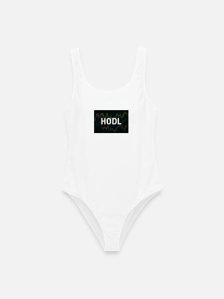HODL-Grafikmotiv mit Aktiendiagramm - Frauen Badeanzug - Weiß