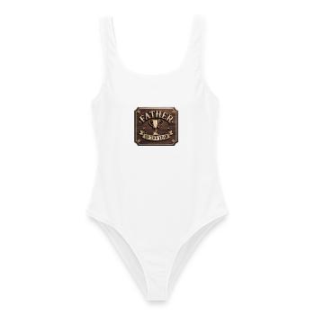 Père de l’année - T-shirt papa drôle - Maillot de bain femme - blanc - Devant - AI Model Female 172 dark (172cm)