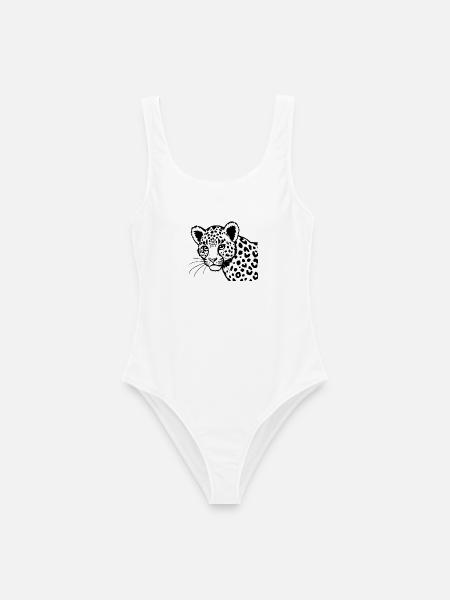 Leopard schwarz Geschenk Weihnachten - Frauen Badeanzug - Weiß