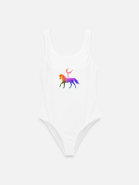 Voltigieren Akrobatik Reitsport Reiten Pferd bunt  - Frauen Badeanzug - Weiß