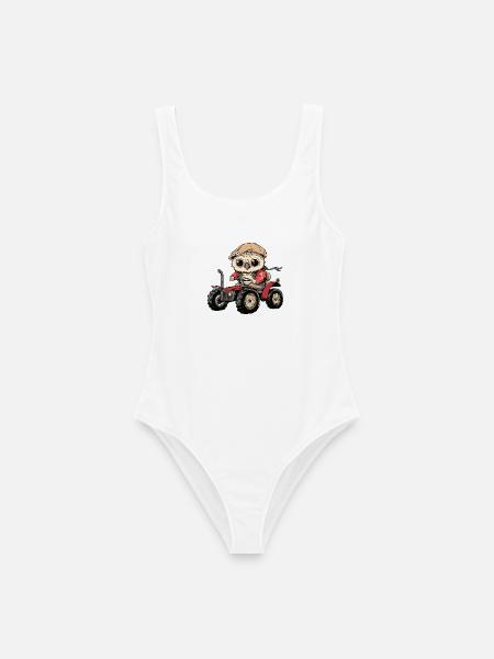 Eule Traktor Farmer - Frauen Badeanzug - Weiß