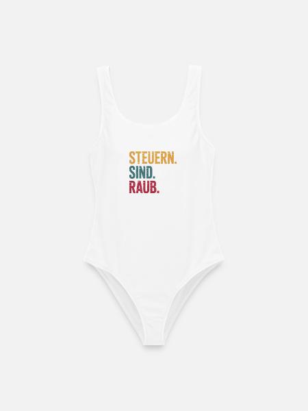 Steuern sind Raub - Funny Steuer Meme - Frauen Badeanzug - Weiß