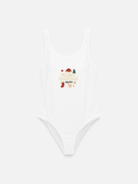 Fröhliche Weihnachten Retro Schriftzug - Frauen Badeanzug - Weiß