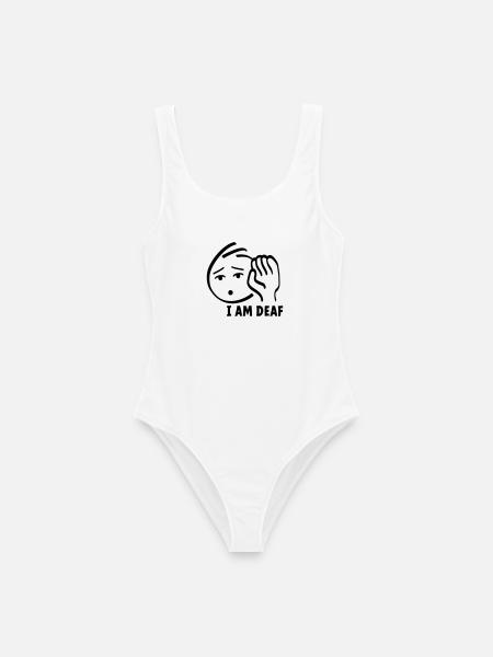 Ich bin taub, bitte schauen Sie mich an, wenn Sie sprechen. - Frauen Badeanzug - Weiß