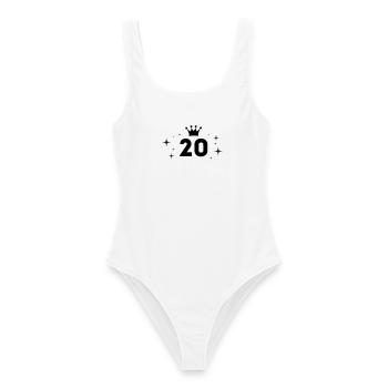 20. Geburtstag 20 Jahre - Frauen Badeanzug - Weiß - Vorne - AI Model Female 172 dark (172cm)