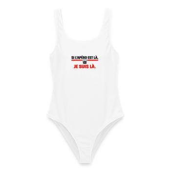 Si L’Apéro Est Là Je Suis Là Humour - Maillot de bain femme - blanc - Devant - AI Model Female 172 dark (172cm)