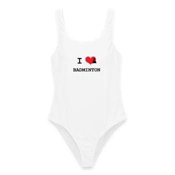 Ich liebe Badminton - Frauen Badeanzug - Weiß - Vorne - AI Model Female 172 dark (172cm)