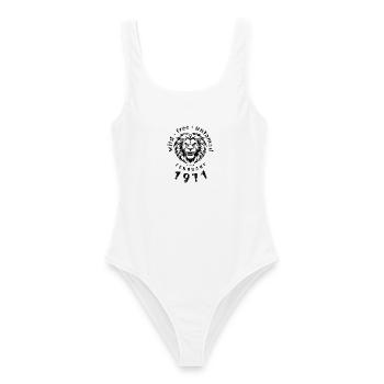 Sauvages, libres et indomptés depuis 02/1971 - Maillot de bain femme - blanc - Devant - AI Model Female 172 dark (172cm)