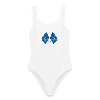 Drapeaux du Suffolk croisés - Maillot de bain femme - blanc - Devant - AI Model Female 172 dark (172cm)
