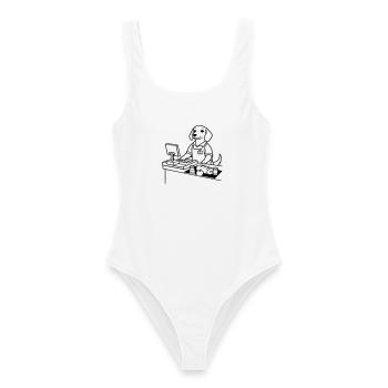 Caissière de chiens de supermarché - Maillot de bain femme - blanc - Devant - AI Model Female 172 dark (172cm)