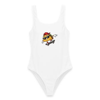 Slogan cool du skateboarder taco - Maillot de bain femme - blanc - Devant - AI Model Female 172 dark (172cm)