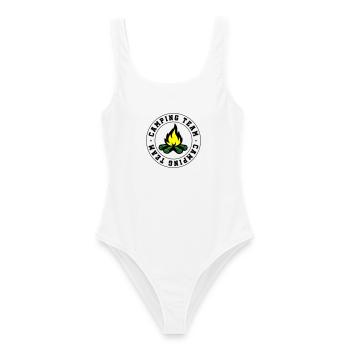 Équipe de camping Feu de camp - Maillot de bain femme - blanc - Devant - AI Model Female 172 dark (172cm)