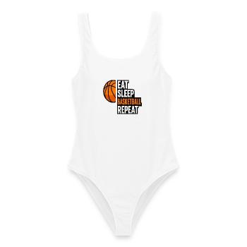 Citation répétée de Eat Sleep Basketball - Maillot de bain femme - blanc - Devant - AI Model Female 172 dark (172cm)