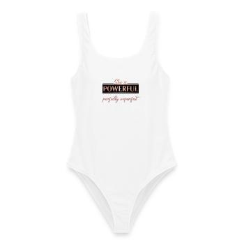 Puissant et parfaitement imparfait – Design Rose Gold - Maillot de bain femme - blanc - Devant - AI Model Female 172 dark (172cm)