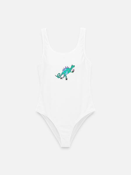 Rollerskates_Dino - Frauen Badeanzug - Weiß