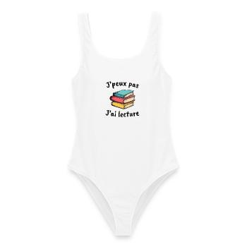 livres, idée cadeau lecteur, j'peux pas j'ai - Maillot de bain femme - blanc - Devant - AI Model Female 172 dark (172cm)