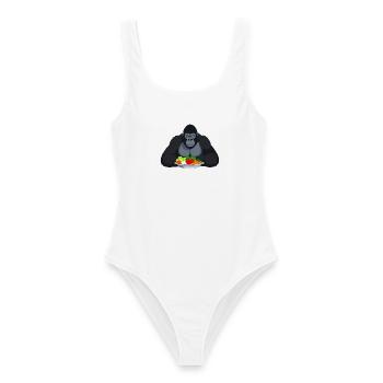 Gorille cool avec motif de singe en assiette de légumes - Maillot de bain femme - blanc - Devant - AI Model Female 172 dark (172cm)