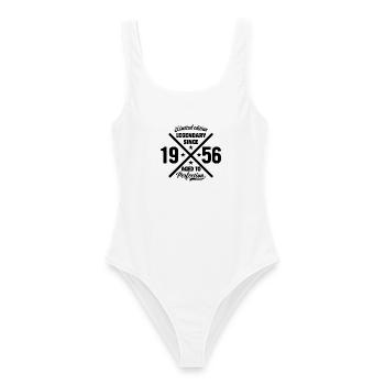 Édition limitée 1956 | Cadeau d’anniversaire - Maillot de bain femme - blanc - Devant - AI Model Female 172 dark (172cm)