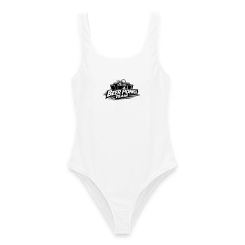 Beer Pong Team Schwarz - Frauen Badeanzug - Weiß - Vorne - AI Model Female 172 dark (172cm)