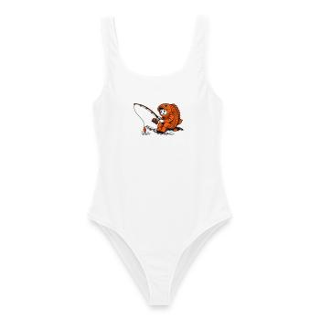 Garçon en costume de poisson pêcheant - Maillot de bain femme - blanc - Devant - AI Model Female 172 dark (172cm)