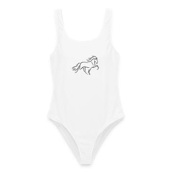 Tölter à cheval islandais en ligne - Maillot de bain femme - blanc - Devant - AI Model Female 172 dark (172cm)