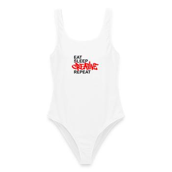Mange, dors, Répète Créatif - Maillot de bain femme - blanc - Devant - AI Model Female 172 dark (172cm)