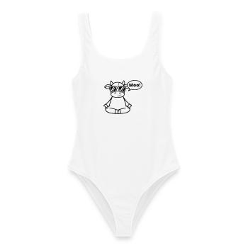 Yoga Vache Méditation Moo Vecteur de bande dessinée - Maillot de bain femme - blanc - Devant - AI Model Female 172 dark (172cm)
